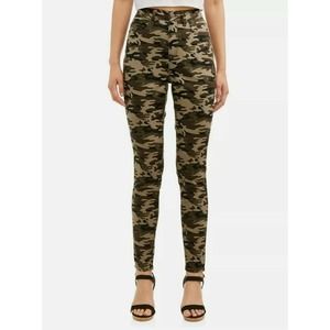 No Boundaries Women's Juniors Hi Rise Skinny Jeans Size 1 Green Camo Color New